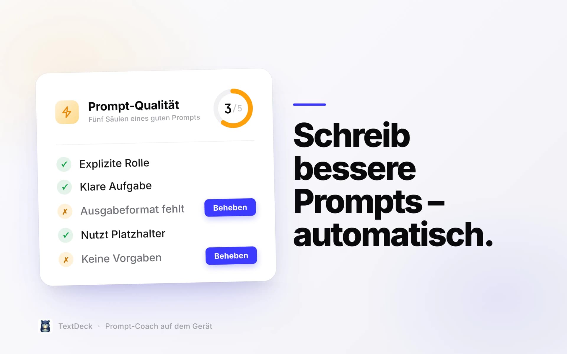 TextDeck prompt quality score