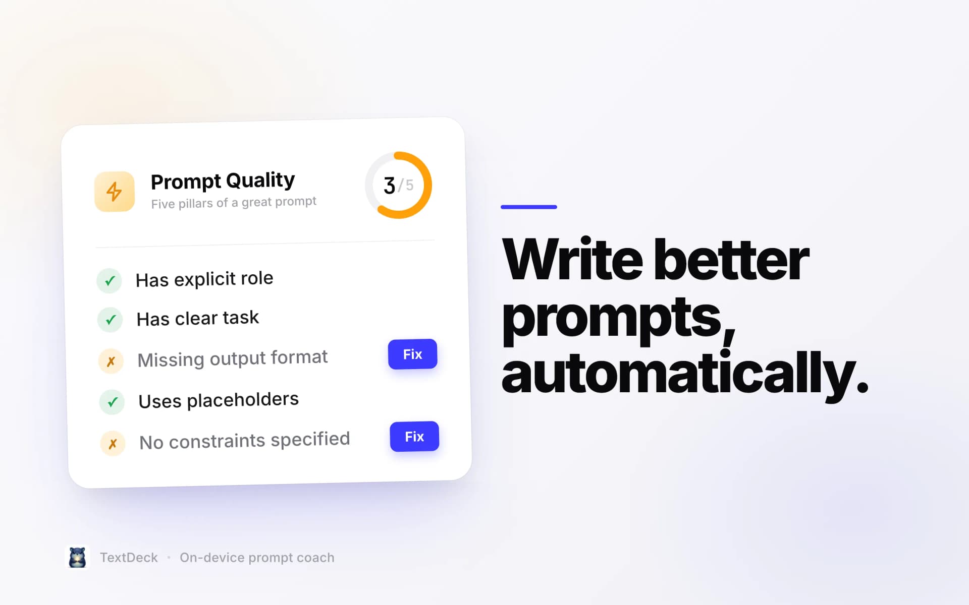 TextDeck prompt quality score