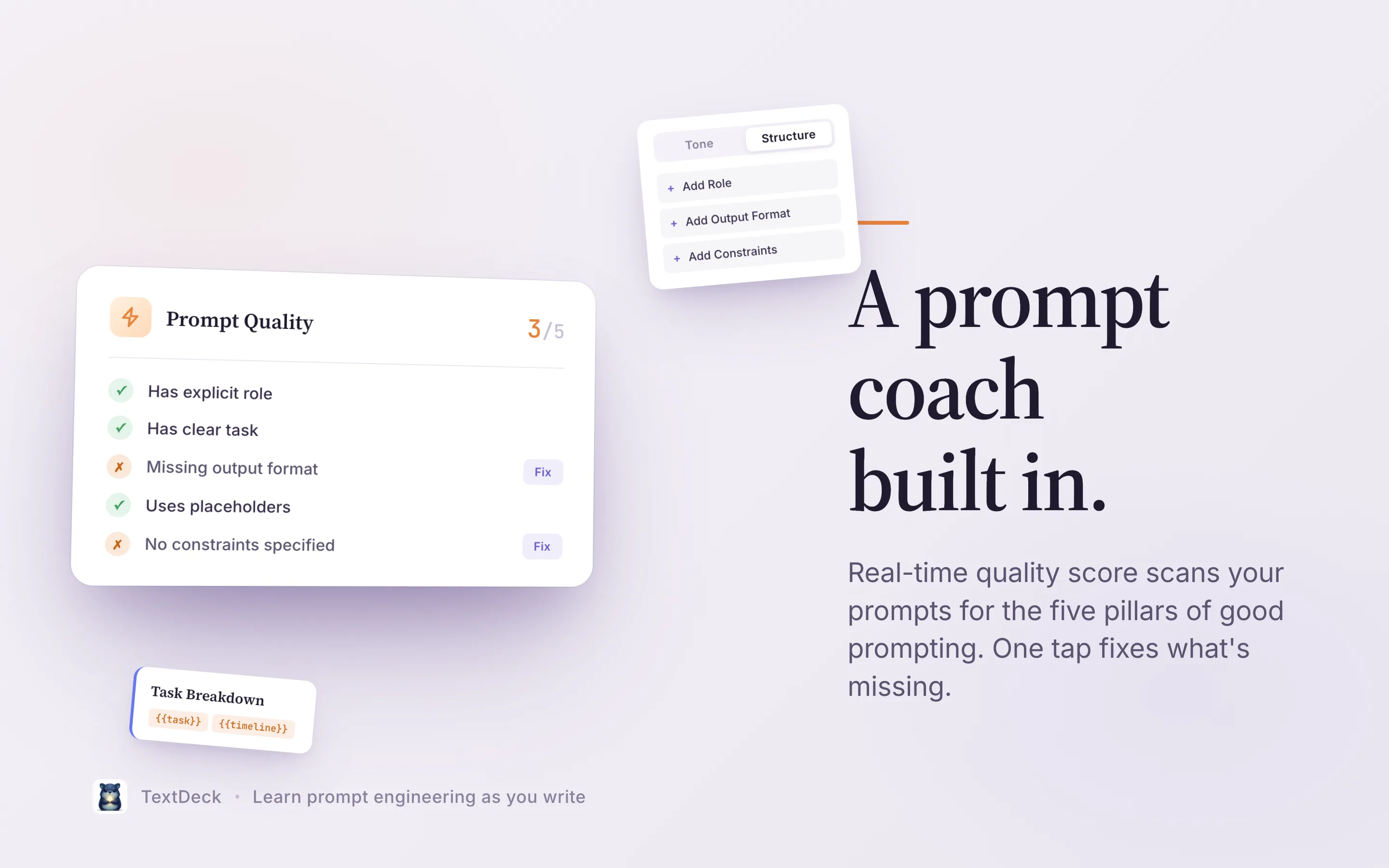 TextDeck prompt quality score